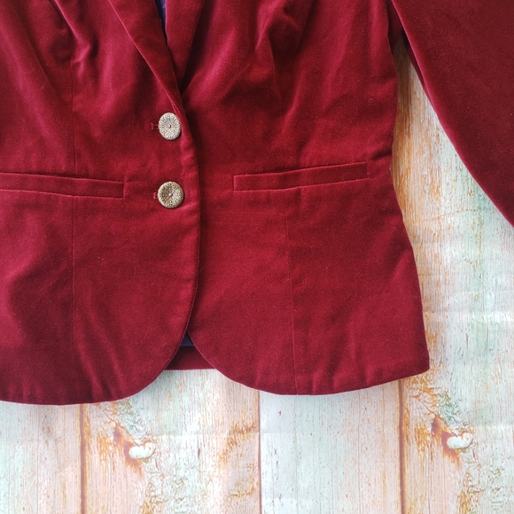 Modcloth Maroon Velvet Executive BlazerS - Picture 5 of 8